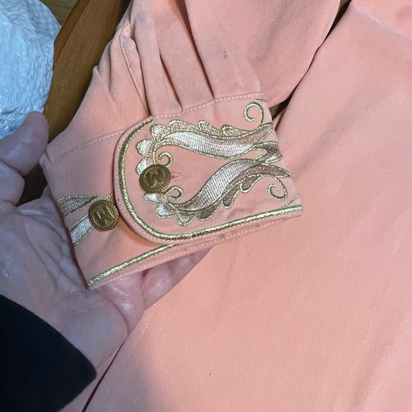 Bob Mackie Peach Button-Up Shirt with Silver & gold Embroidery - Picture 5 of 5